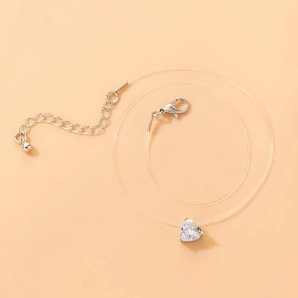 Cubic Zirconia Heart Charm Necklace - Picture 5 of 5